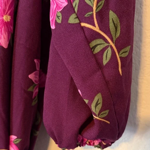 Draper James Plus Size Plum Floral Wrap Dress with Ruffles - Picture 6 of 12